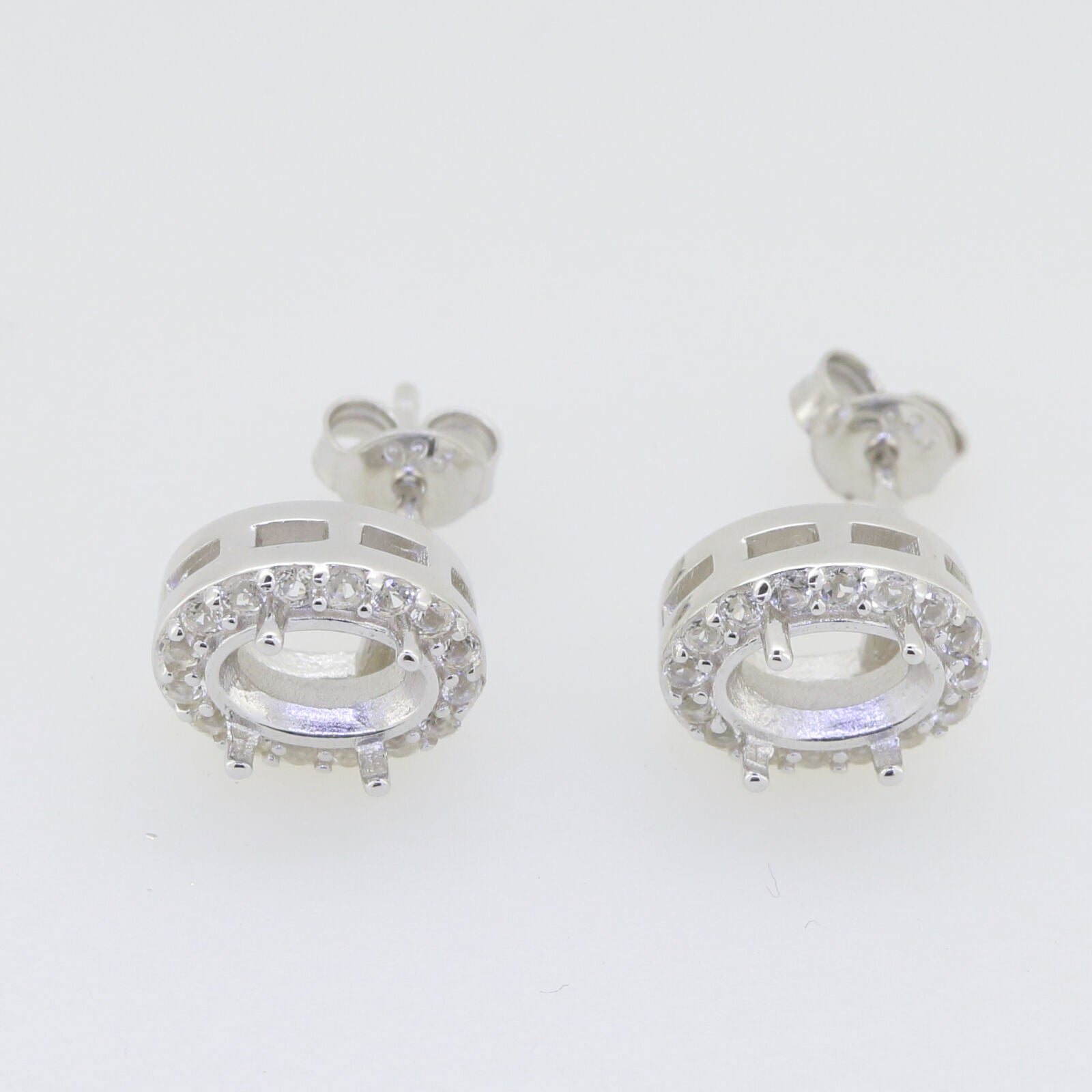 Sterling Silver Semi Mount Earrings Setting Oval OV 7X5mm DHJ