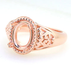 Art Deco Sterling Silver Semi Mount Ring Setting Oval OV 10x8mm Syzjewelry