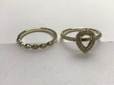 9K Yellow Gold 2 PC Set Semi Mount Ring Setting Pear PE 8x6mm CVD Accents Syzjewelry