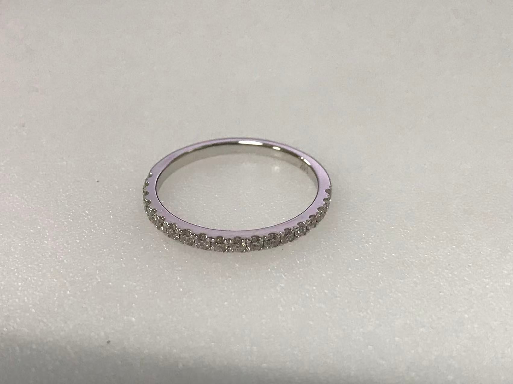 14K White Gold Ring Half Eternity Wedding Band with Lab Diamonds Syzjewelry