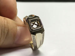 Custom Men's 14K Gold Semi Mount Ring Setting OCT 6.5x5.9x4.3mm CVD Accent Size 11.25 Syzjewelry
