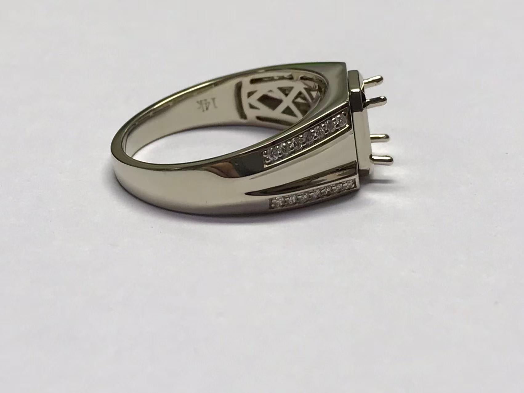 Custom Men's 14K Gold Semi Mount Ring Setting OCT 6.5x5.9x4.3mm CVD Accent Size 11.25 Syzjewelry