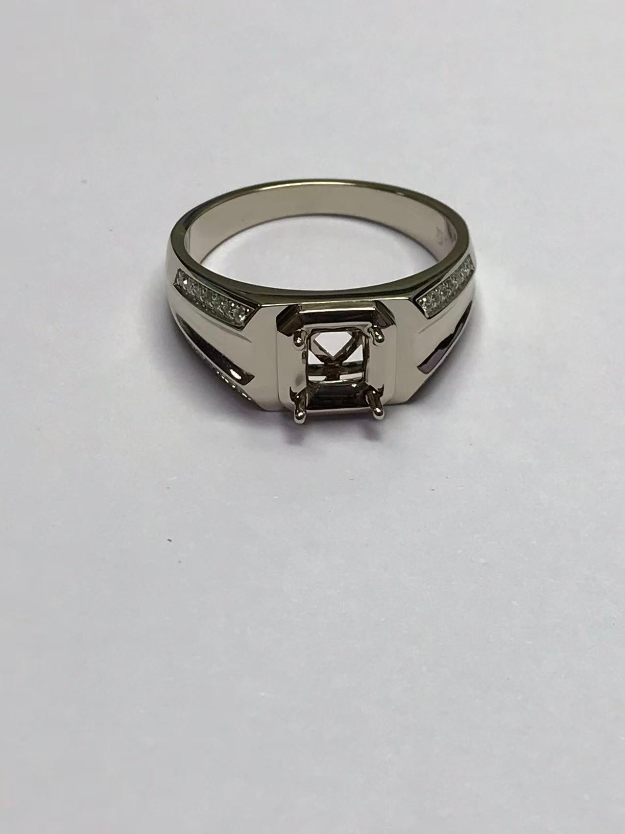 Custom Men's 14K Gold Semi Mount Ring Setting OCT 6.5x5.9x4.3mm CVD Accent Size 11.25 Syzjewelry