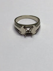 Custom Men's 14K Gold Semi Mount Ring Setting OCT 6.5x5.9x4.3mm CVD Accent Size 11.25 Syzjewelry
