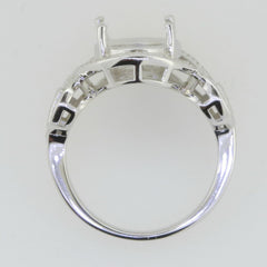 14K White Gold Semi Mount Ring Setting Oval OV 12X10mm Syzjewelry