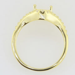 14K Yellow Gold & Diamond Semi Mount Ring Setting Oval OV 9x7mm Syzjewelry