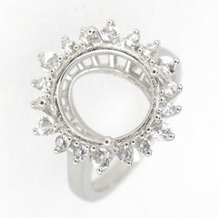 14K Yellow Gold Semi Mount Ring Setting Oval OV 15.34x11.81x8mm Size 8 Syzjewelry