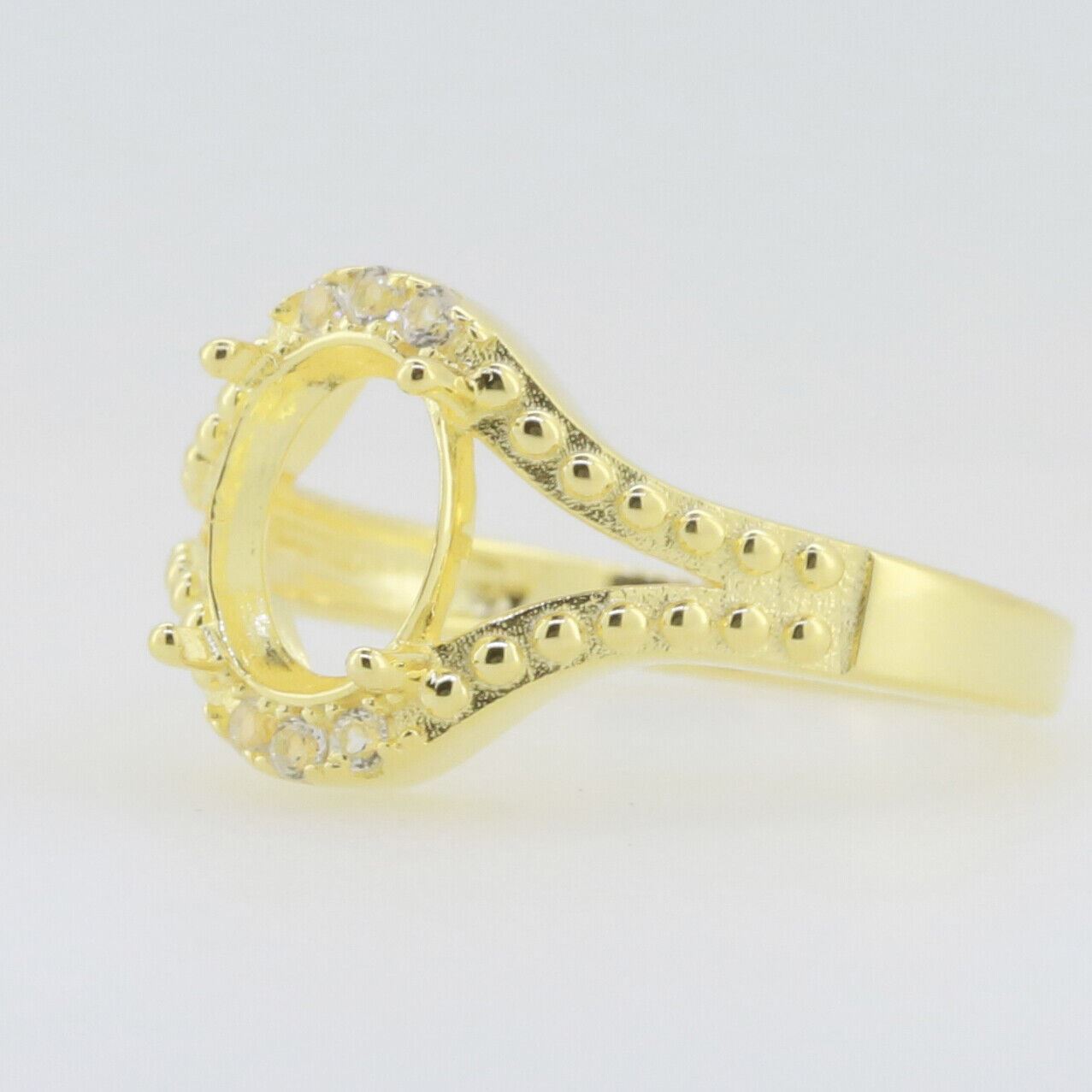 14K Yellow Gold & Diamond Semi Mount Ring Setting Oval OV 9x7mm Syzjewelry