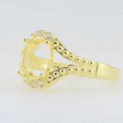 14K Yellow Gold & Diamond Semi Mount Ring Setting Oval OV 9x7mm Syzjewelry