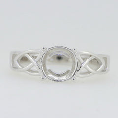 14K White Gold Semi Mount Ring Setting Round RD 8x8mm Celtic Knot Syzjewelry