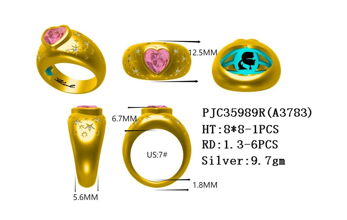 Sterling Silver mens ring setting Heart HT 8x8mm Round RD 1x3mm Syzjewelry