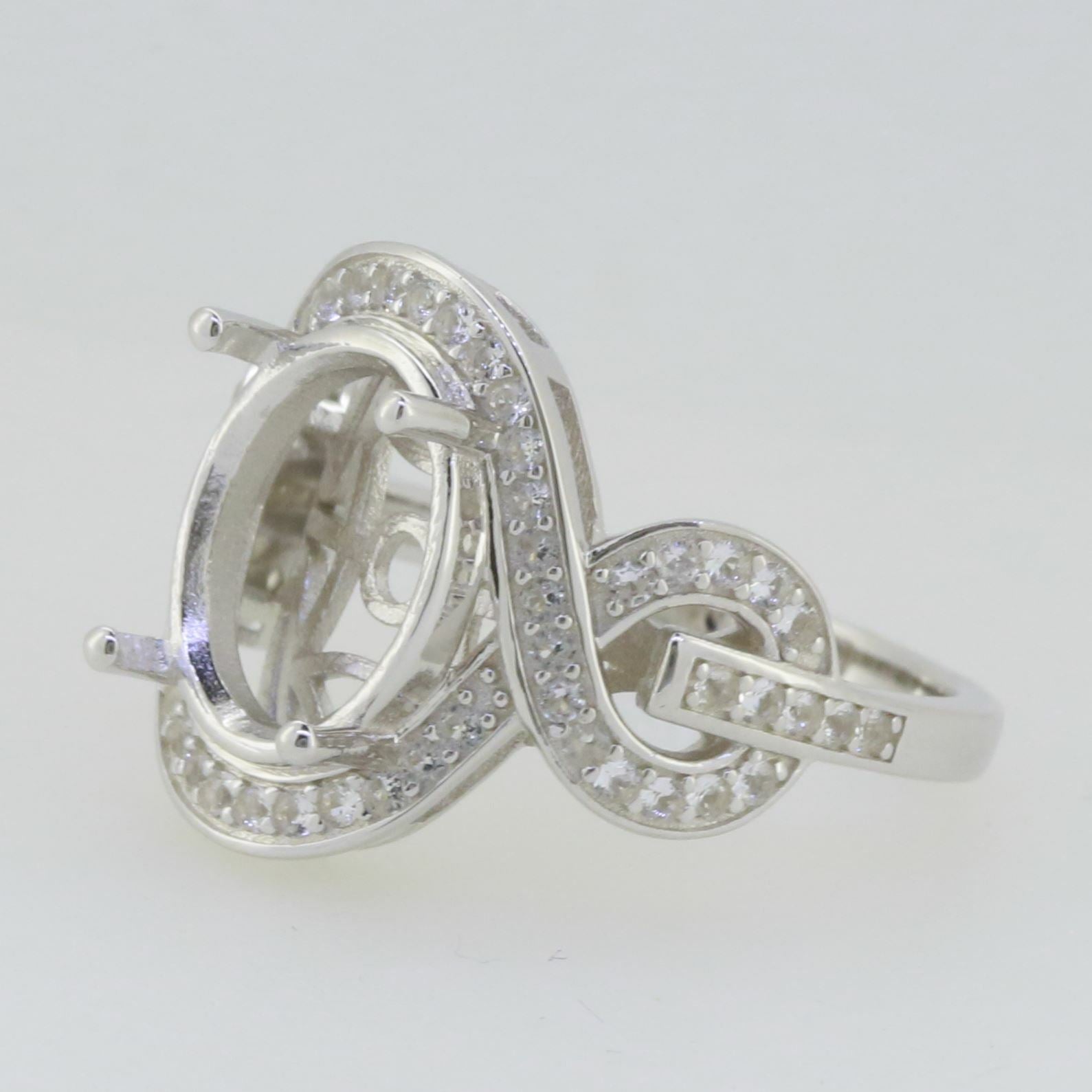 14K White Gold Semi Mount Ring Setting Oval OV 12X10mm Syzjewelry