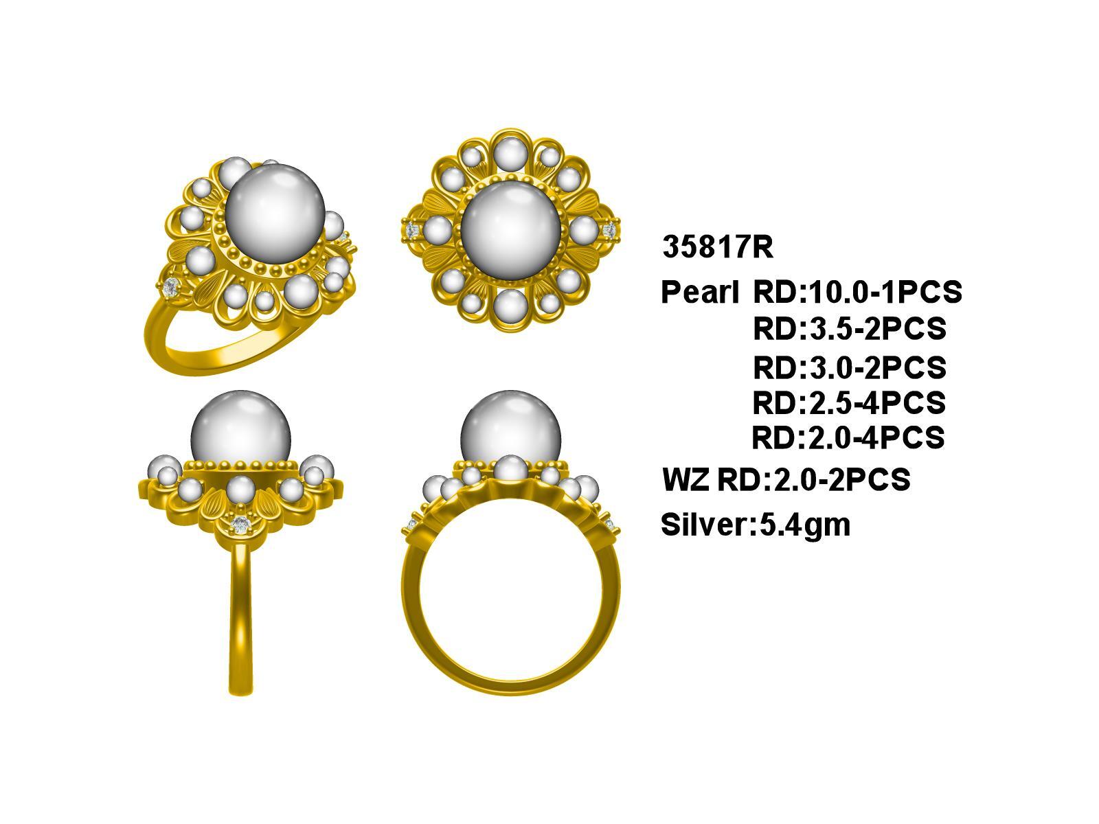 Sterling Silver Semi Mount Ring Setting Round RD 10x3.5x3x2.5x2mm Pearl Syzjewelry