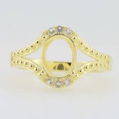 14K Yellow Gold & Diamond Semi Mount Ring Setting Oval OV 9x7mm Syzjewelry