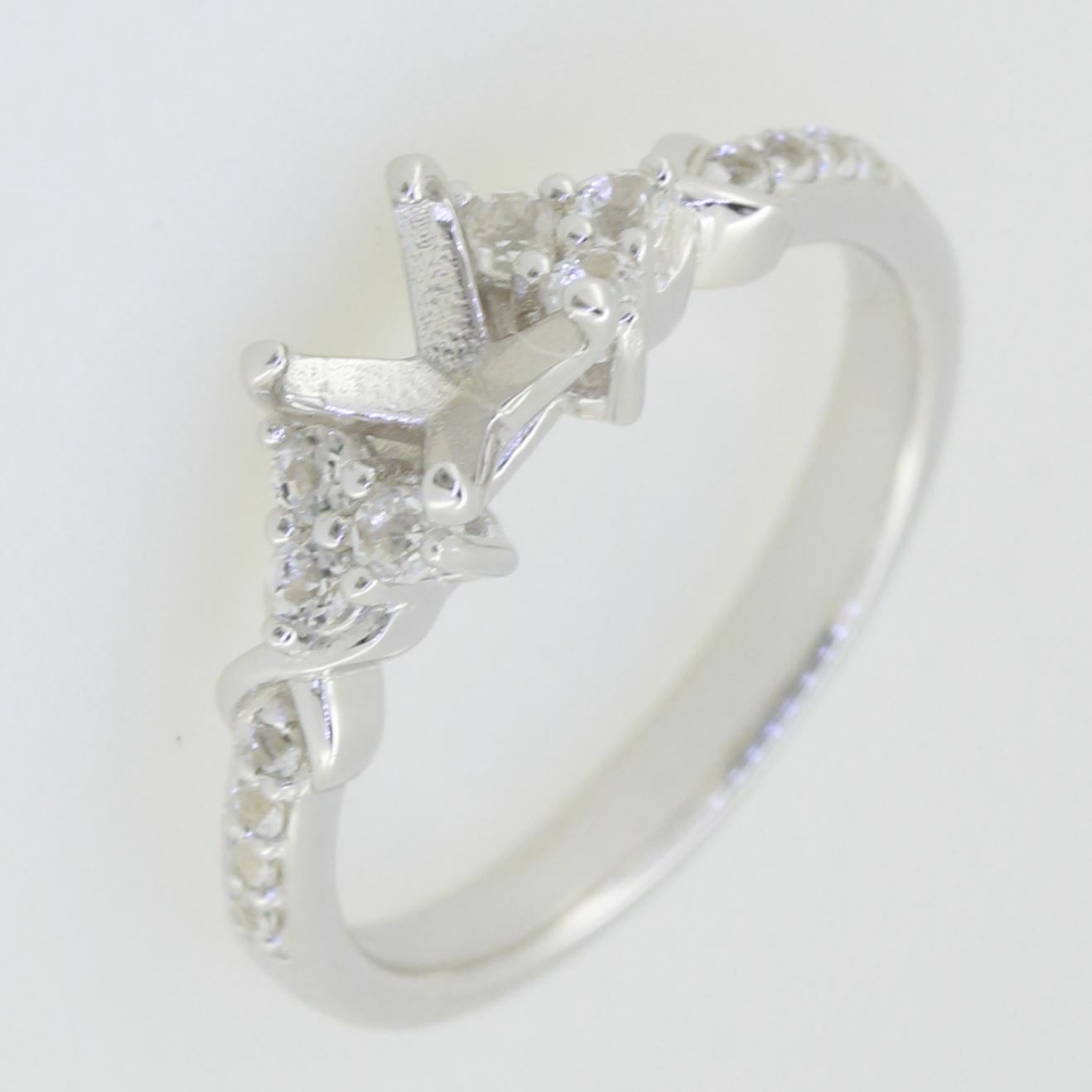 14K White Gold Semi Mount Ring Setting Cushion CU 5x5mm GTL20331R14KW Syzjewelry