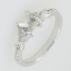 14K White Gold Semi Mount Ring Setting Cushion CU 5x5mm GTL20331R14KW Syzjewelry