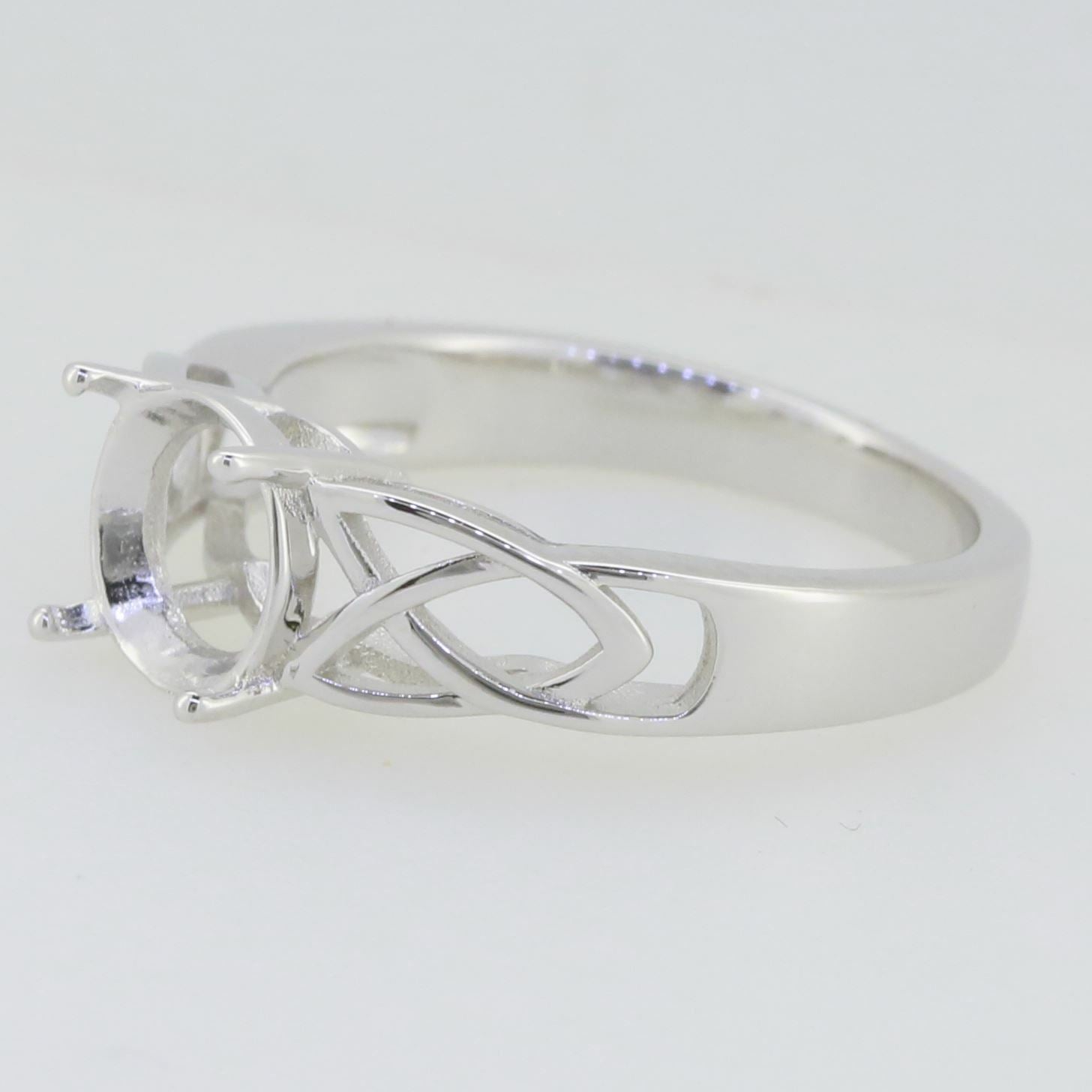 14K White Gold Semi Mount Ring Setting Round RD 8x8mm Celtic Knot Syzjewelry