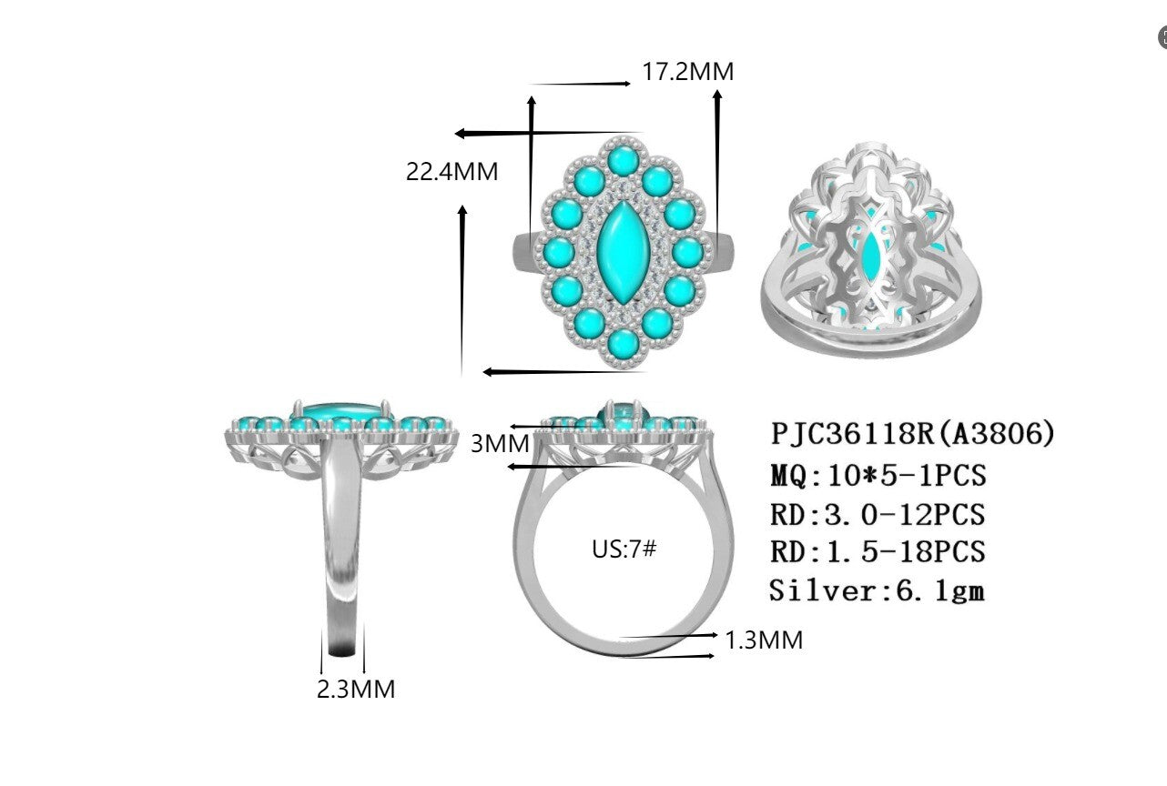 Sterling Silver Semi Mount Ring Setting Marquise MQ 10x5mm Art Deco Style Syzjewelry