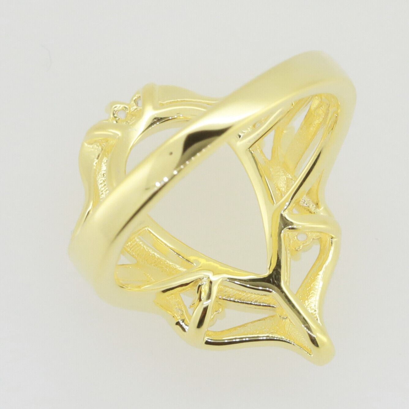 14K Yellow Gold & Diamond Semi Mount Ring Setting Pear PE 16x11mm Syzjewelry