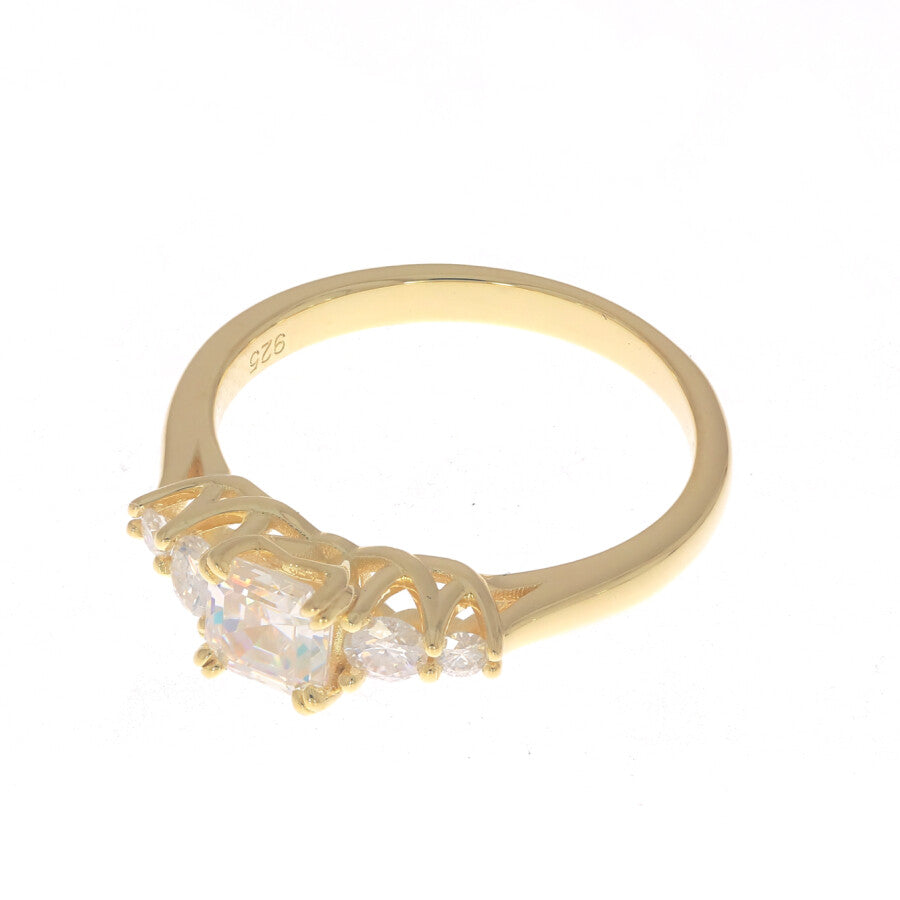 Sterling Silver Semi Mount Ring Setting Emerald OCT 5x5mm Round RD 3x3mm 5 Stone Design Syzjewelry