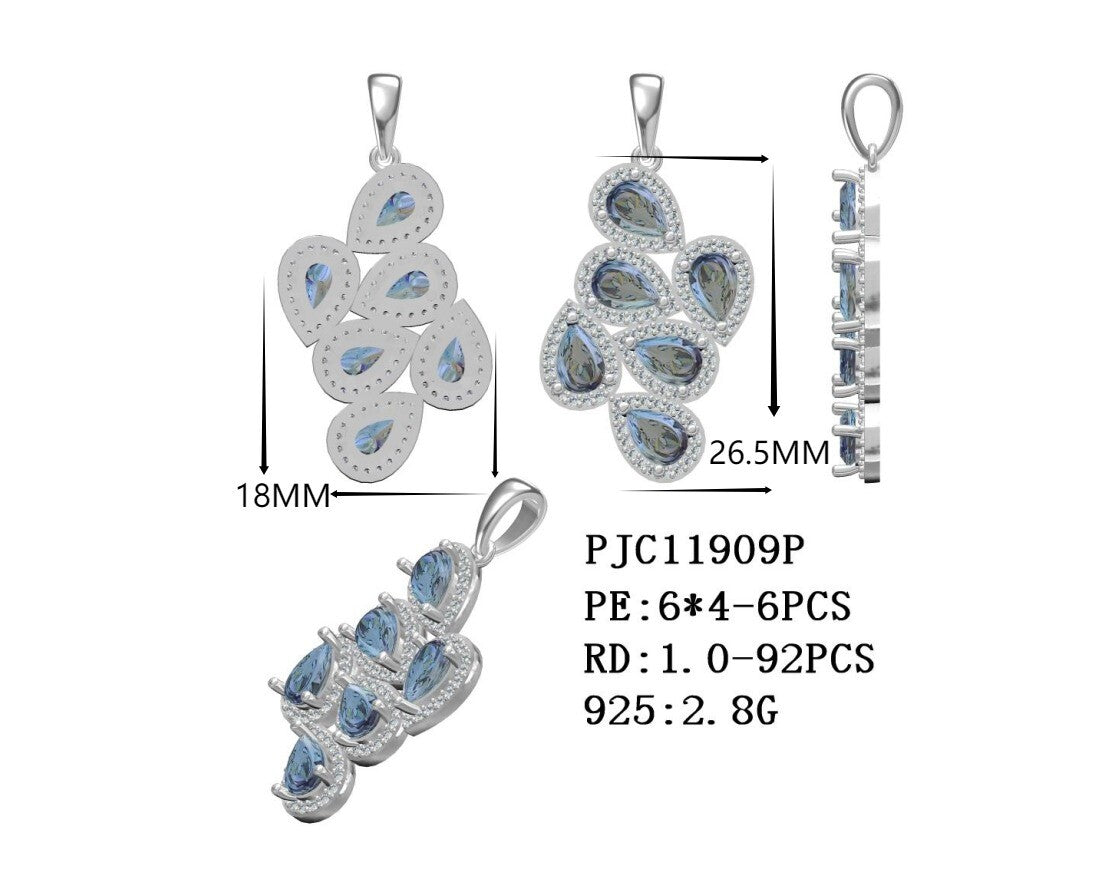 Sterling Silver Semi Mount Pendant Setting Pear PE 6x4mm Syzjewelry