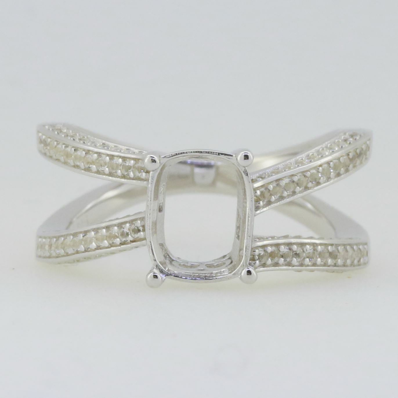 14K White Gold Semi Mount Ring Setting Cushion CU 9x7mm GTL20276R14K Syzjewelry