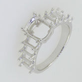 14K White Gold Semi Mount Ring Setting Cushion CU 9x7mm OCT 5x3mm Syzjewelry
