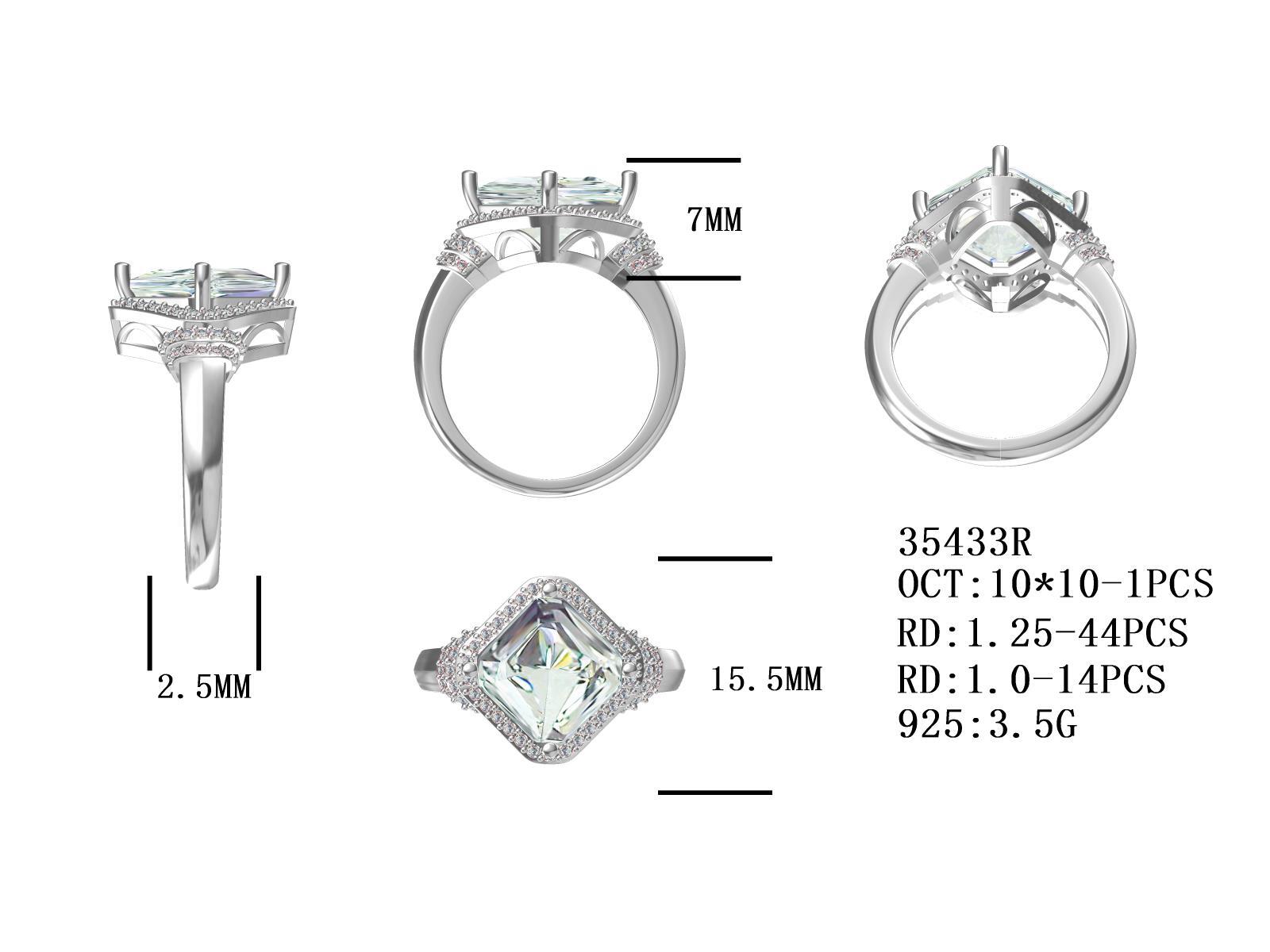 Sterling Silver Semi Mount Ring Setting OCT Emerald 10x10mm Round RD 1.25mm Syzjewelry