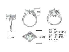 Sterling Silver Semi Mount Ring Setting OCT Emerald 10x10mm Round RD 1.25mm Syzjewelry