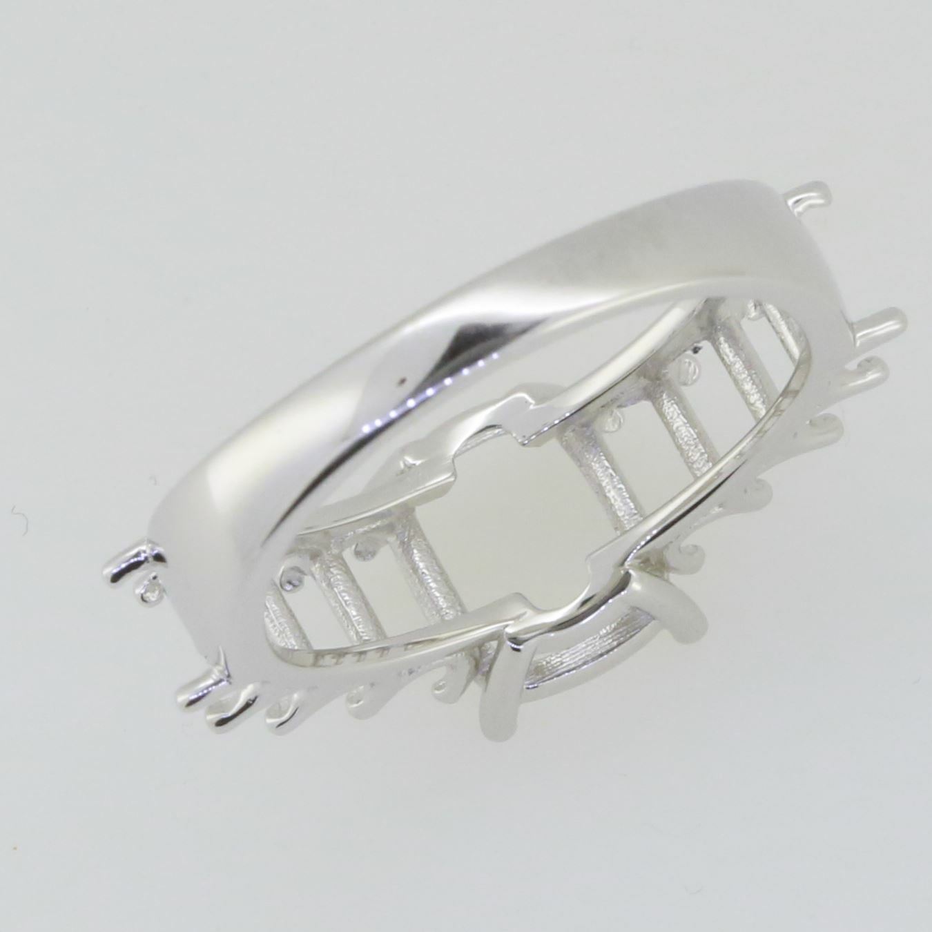 14K White Gold Semi Mount Ring Setting Cushion CU 9x7mm OCT 5x3mm Syzjewelry