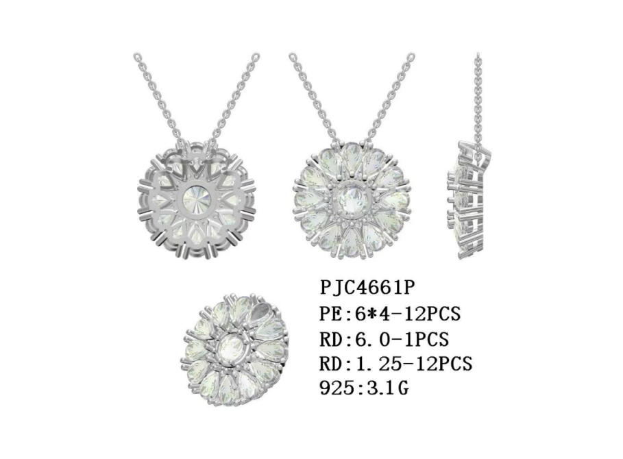 Sterling Silver Semi Mount Pendant Setting 6x4mm Syzjewelry