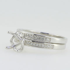 2 PCs Set 14K White Gold Semi Mount Ring Setting Round RD 8x8mm Engagement Syzjewelry