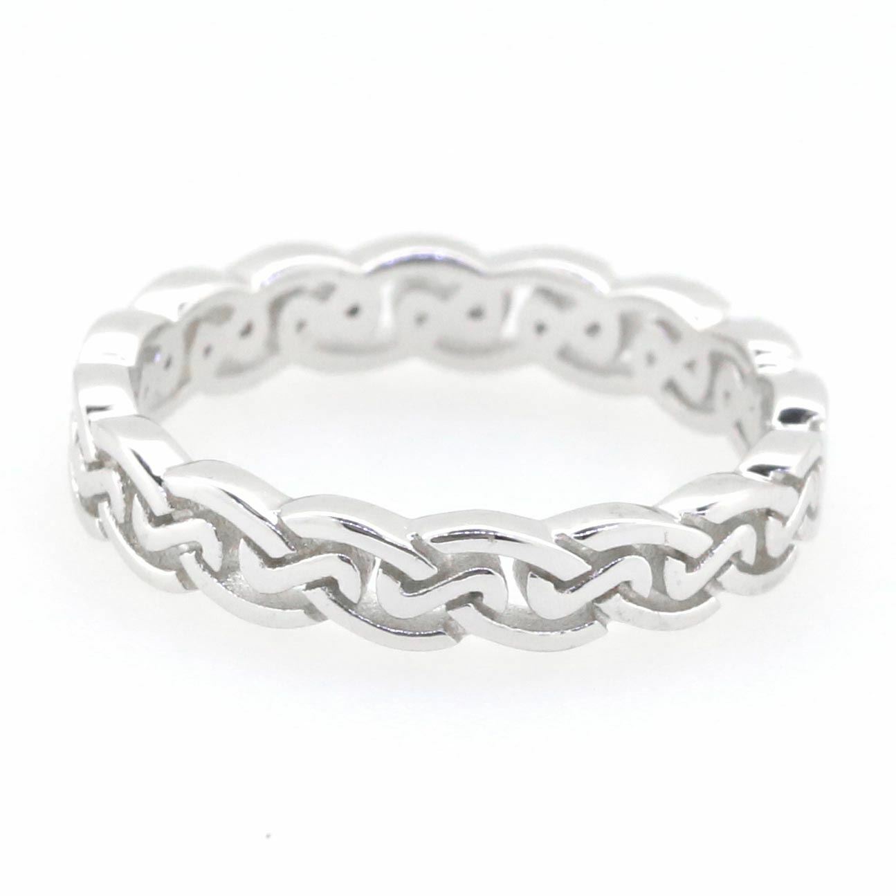14K White Gold 4 mm Celtic Knot Band Ring Syzjewelry