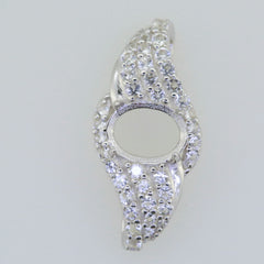 14K White Gold Semi Mount Pendant Setting Oval OV 8X6mm Syzjewelry