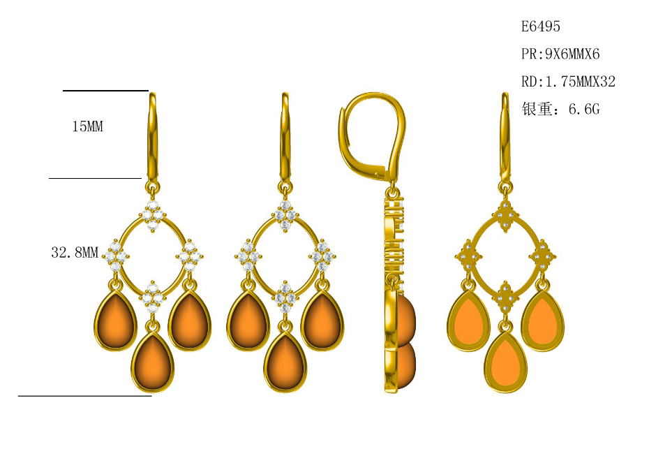 Sterling Silver Semi Mount Earrings Setting PR 9x6mmx6 Dangle Syzjewelry