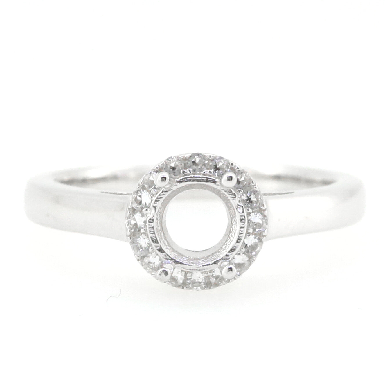 14K White Gold Semi Mount Ring Setting Round RD 6x6mm Syzjewelry