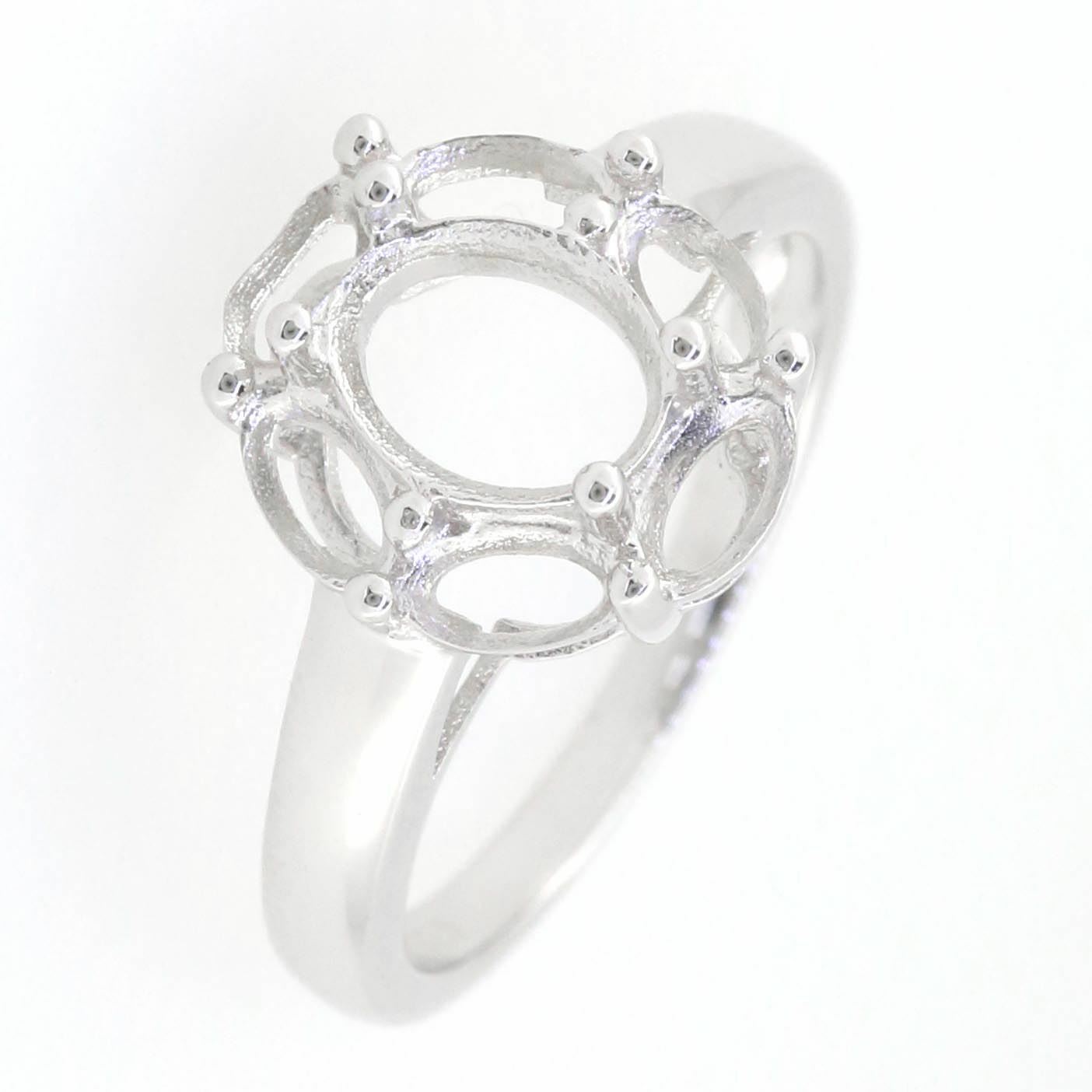 14K White Gold Semi Mount Ring Setting Oval OV 8X6mm PJC1772R-1 Syzjewelry