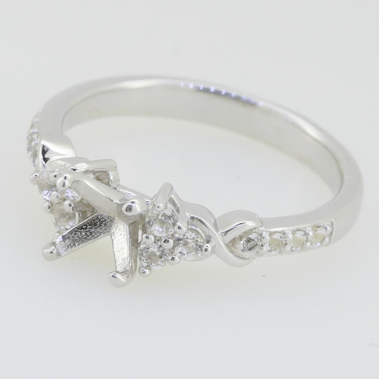 14K White Gold Semi Mount Ring Setting Cushion CU 5x5mm GTL20331R14KW Syzjewelry