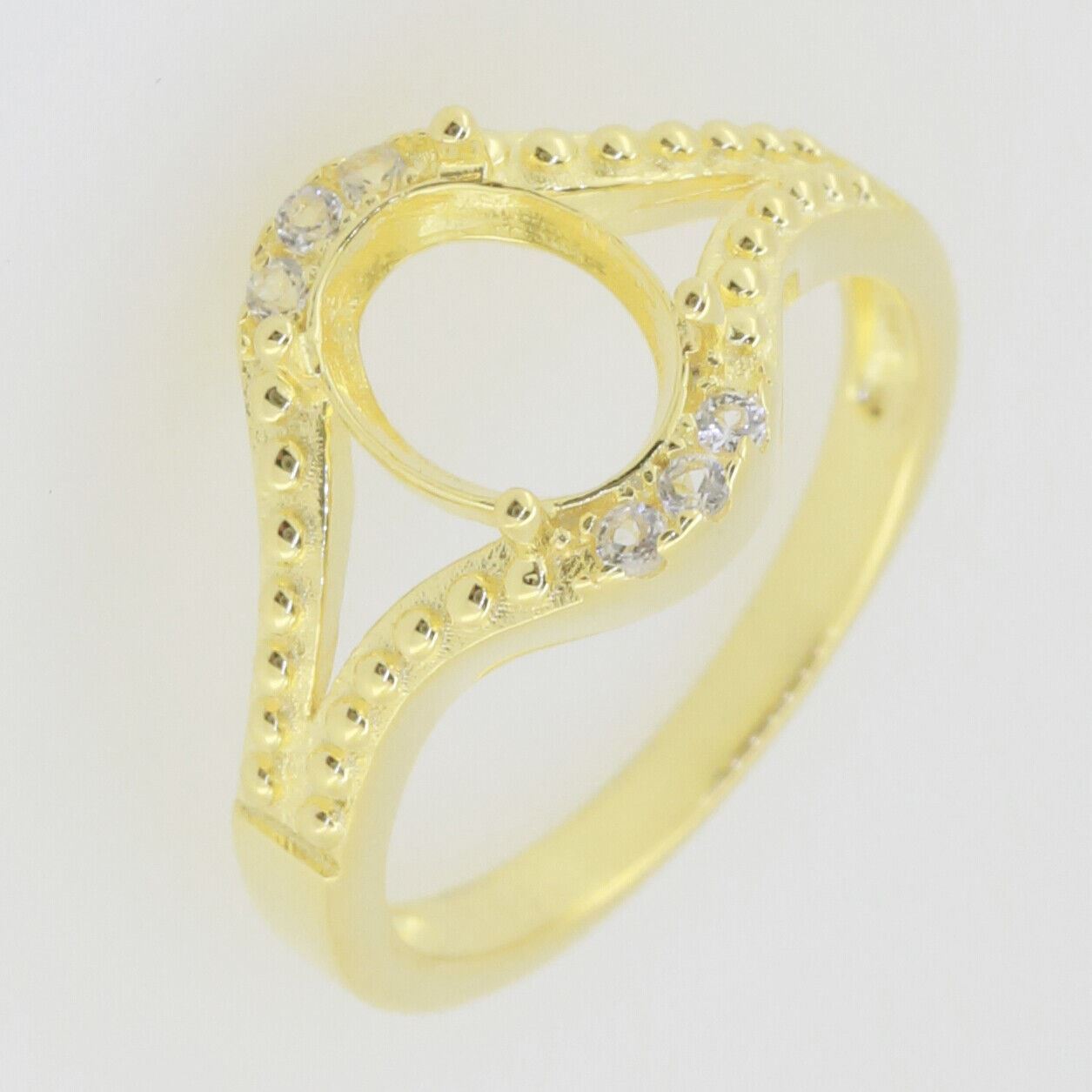 14K Yellow Gold & Diamond Semi Mount Ring Setting Oval OV 9x7mm Syzjewelry