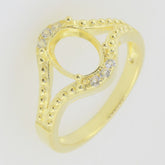 14K Yellow Gold & Diamond Semi Mount Ring Setting Oval OV 9x7mm Syzjewelry