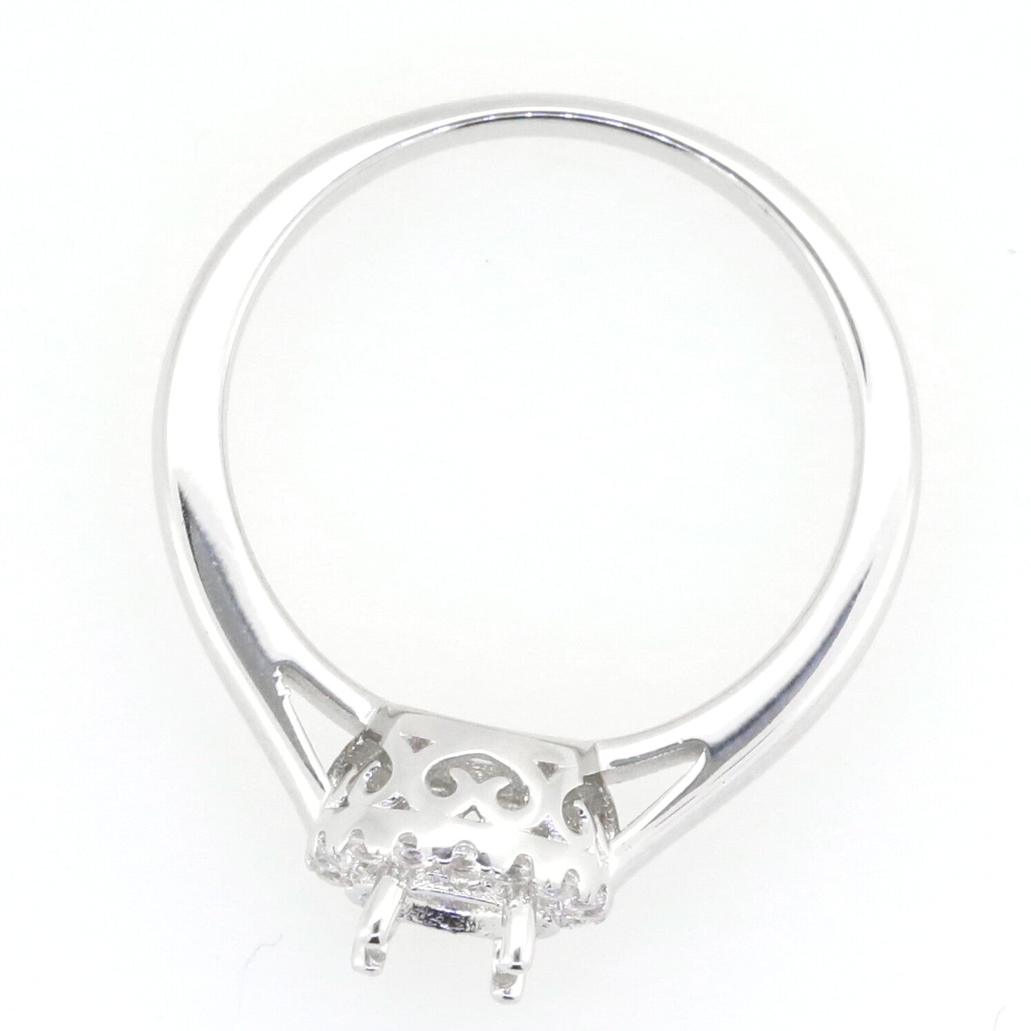 14K White Gold Semi Mount Ring Setting Round RD 6x6mm Syzjewelry