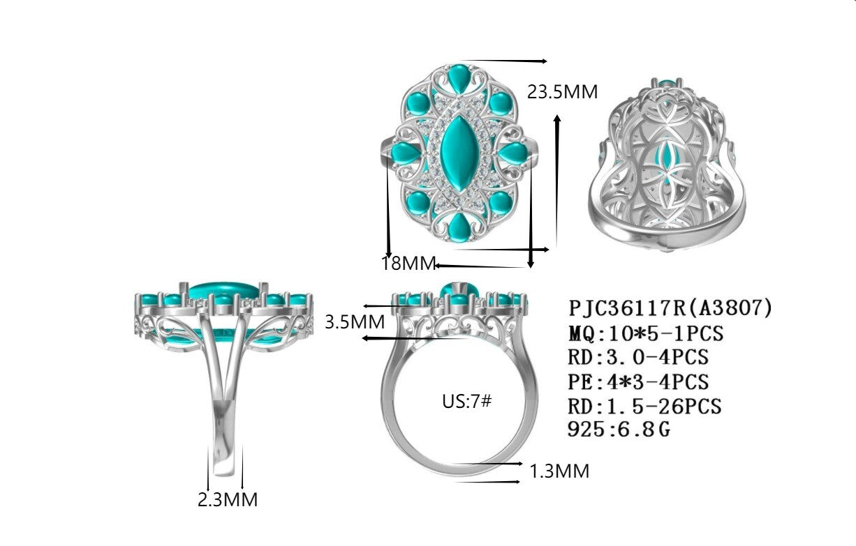 Sterling Silver Semi Mount Ring Setting Marquise MQ 10x5mm Pear PE 4x3mm Syzjewelry