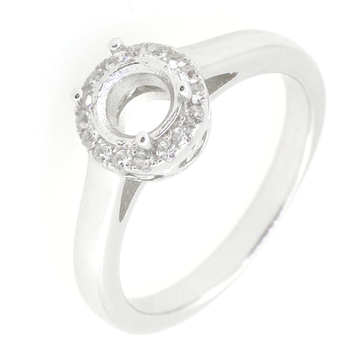 14K White Gold Semi Mount Ring Setting Round RD 6x6mm Syzjewelry