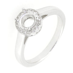 14K White Gold Semi Mount Ring Setting Round RD 6x6mm Syzjewelry