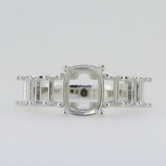 14K White Gold Semi Mount Ring Setting Cushion CU 9x7mm OCT 5x3mm Syzjewelry