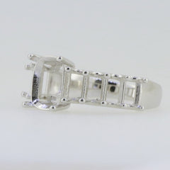 14K White Gold Semi Mount Ring Setting Cushion CU 9x7mm OCT 5x3mm Syzjewelry