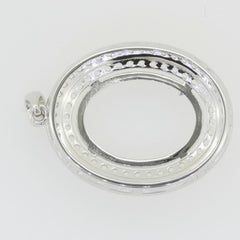 Custom 14K White Gold Semi Mount Pendant Setting Oval OV 15.82x13.34x6.94mm Syzjewelry