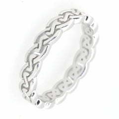 14K White Gold 4 mm Celtic Knot Band Ring Syzjewelry