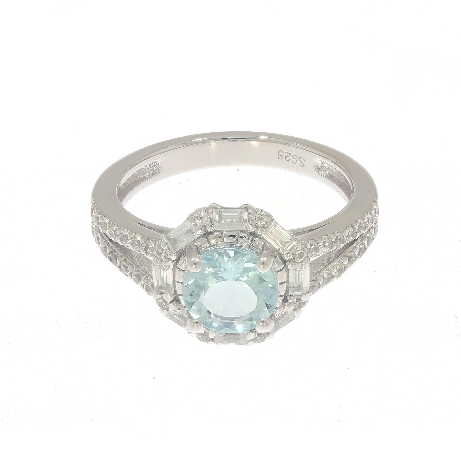 Sterling Silver Semi Mount Ring Setting Round RD7x7mm Baugette BG 2.5x1.5mm Syzjewelry