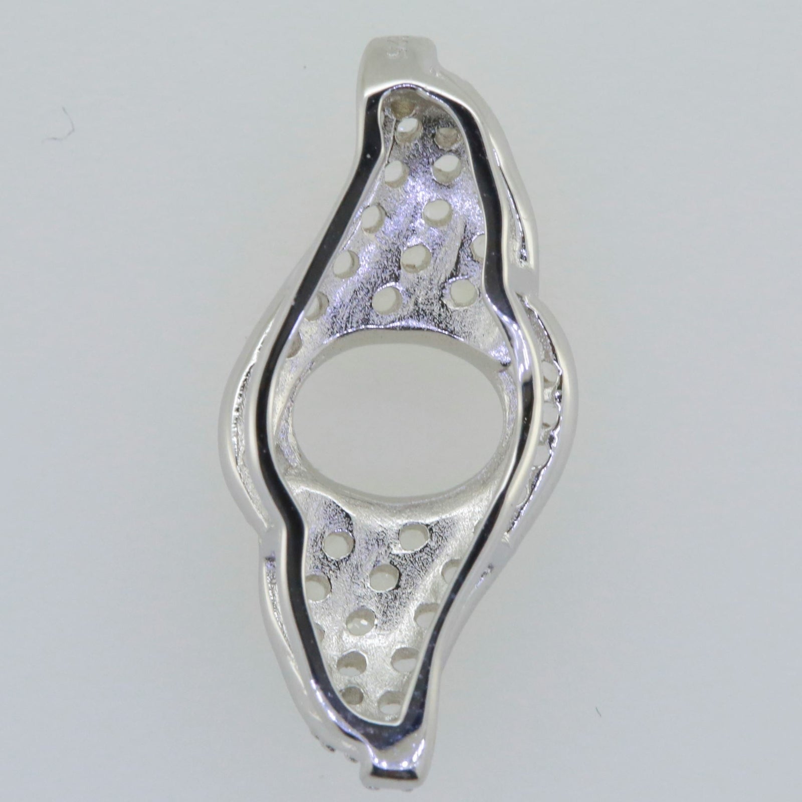 14K White Gold Semi Mount Pendant Setting Oval OV 8X6mm Syzjewelry